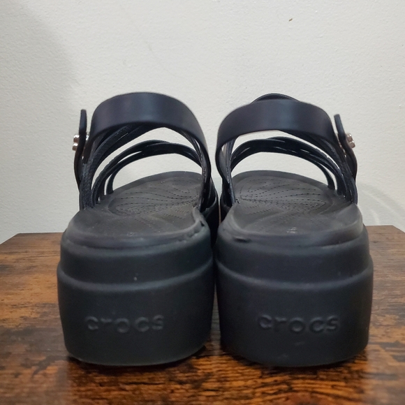 Womens CROCS Literide Brooklyn Strappy Wedge Platform Sandals Size 8 Black - Picture 9 of 11